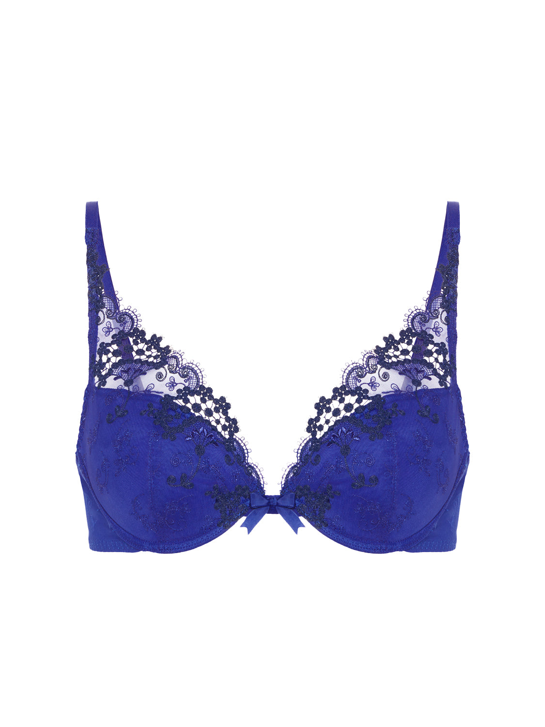 Soutien-gorge push-up décolleté plongeant - Bleu électrique