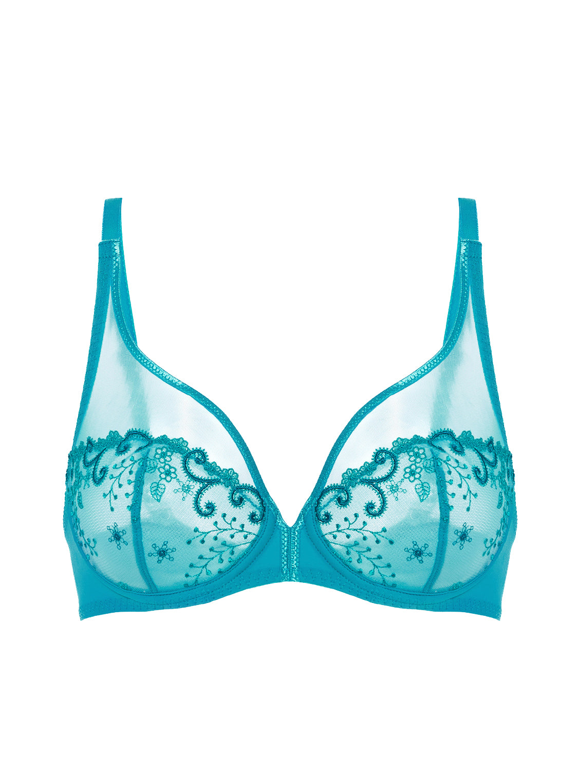 Soutien-gorge avec armature décolleté plongeant - Bleu Atoll