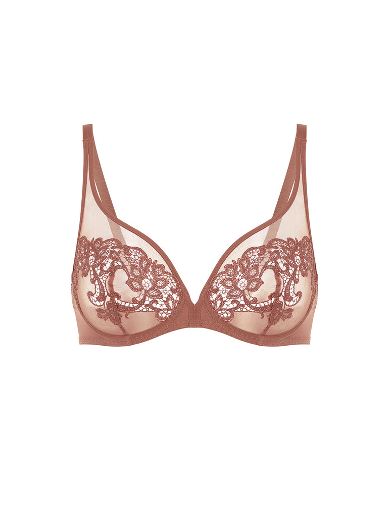 Soutien-gorge avec armature décolleté plongeant - Brun Tender