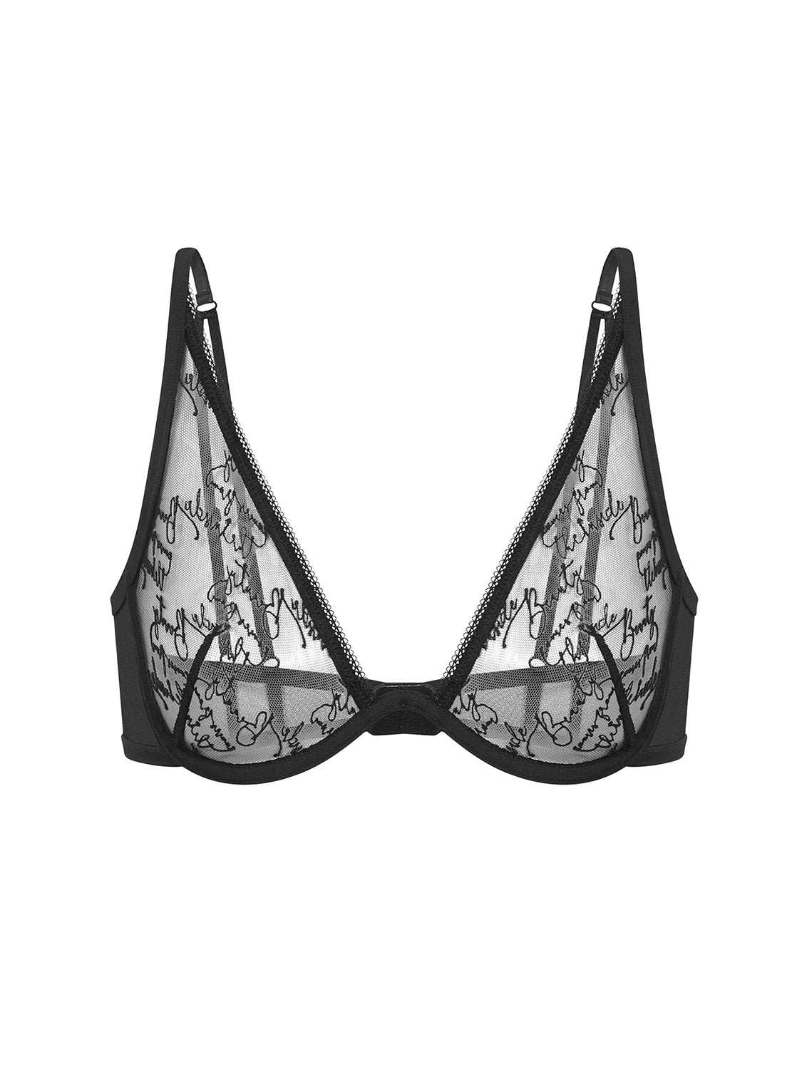 Soutien-gorge plongeant mono-armature- Noir