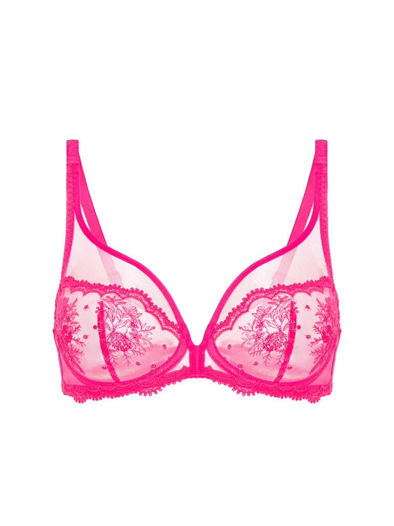 Soutien-gorge avec armature décolleté plongeant - Rose disco