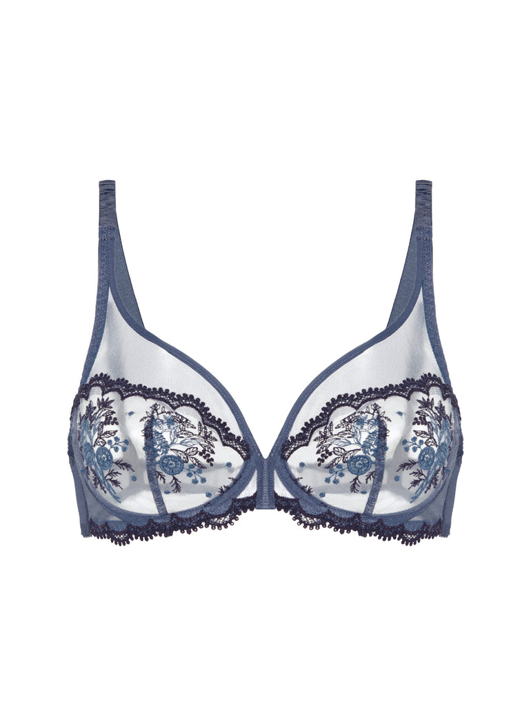 Soutien-gorge avec armature décolleté plongeant - Bleu Cendre