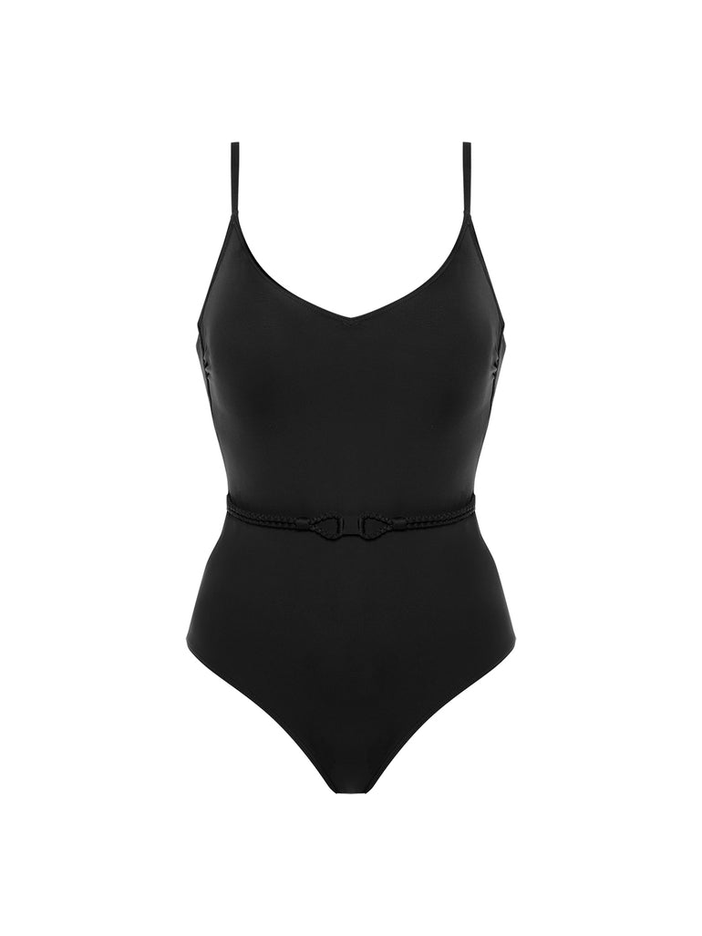 Maillot de bain 1 pièce bonnet mousse sans armature - Noir