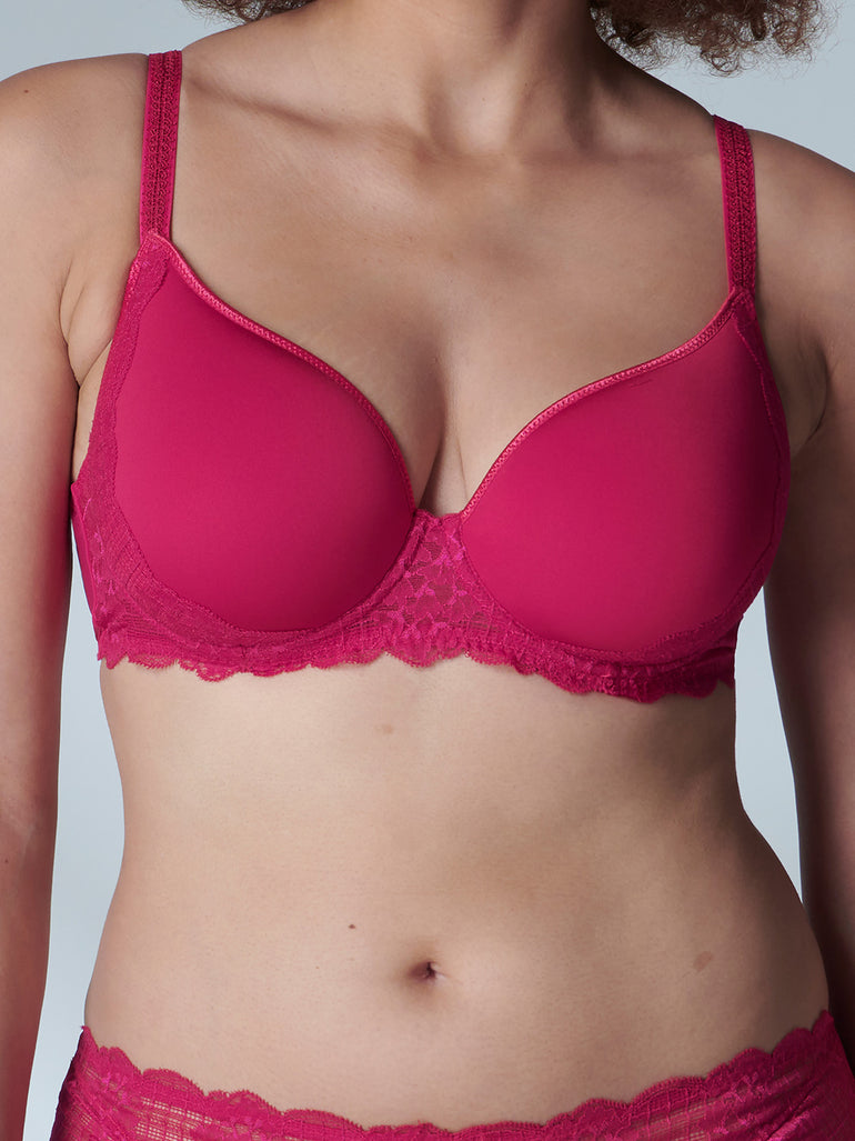 Soutien-gorge emboitant décolleté plongeant - Cranberry