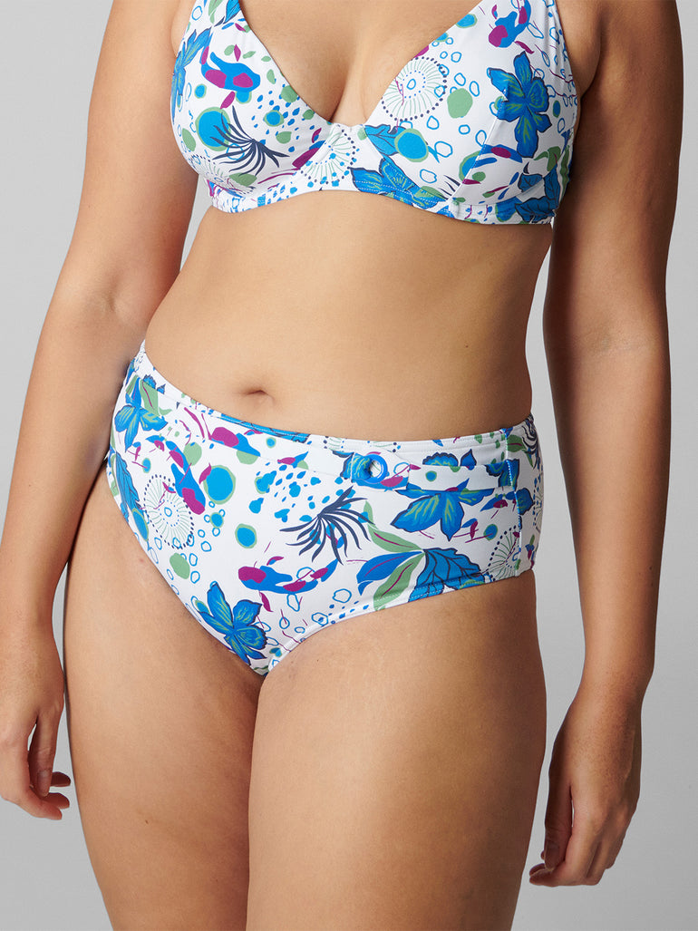 Culotte de bain taille haute - Blanc Littoral