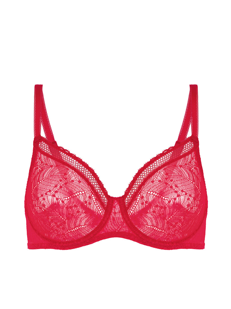 Soutien-gorge avec armatures moulé décolleté plongeant - Rubis/rose