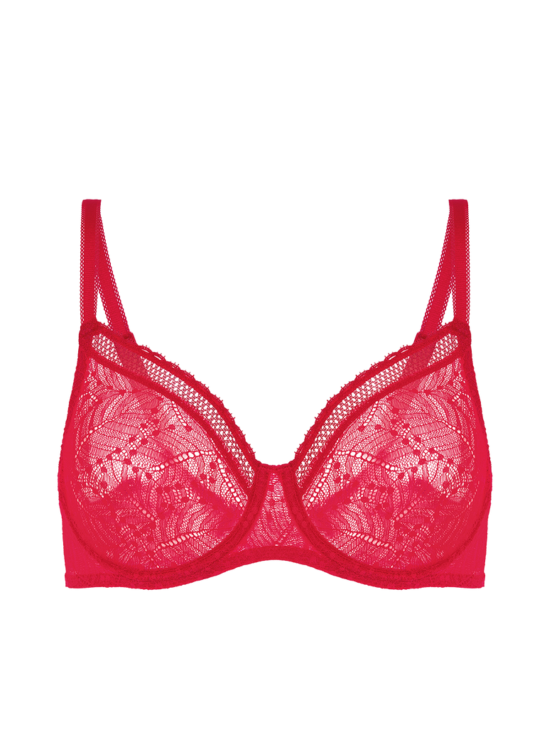 Soutien-gorge avec armatures moulé décolleté plongeant - Rubis/rose