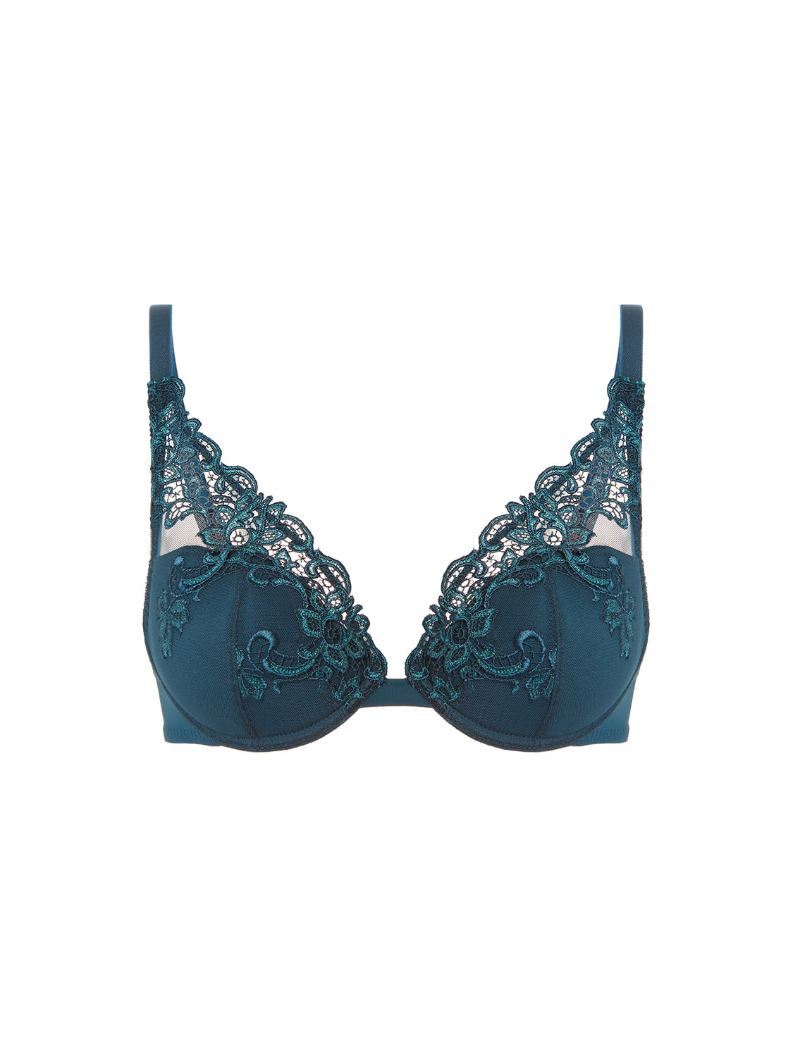 Soutien-gorge push-up décolleté plongeant - Bleu Prestige