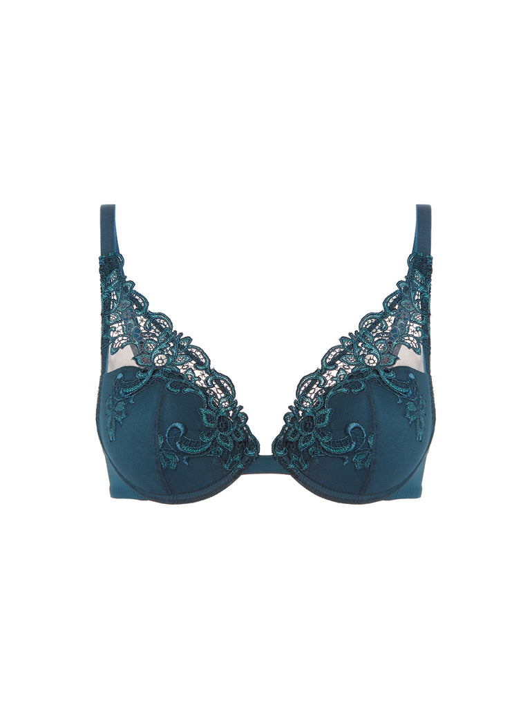 Soutien-gorge push-up décolleté plongeant - Bleu Prestige