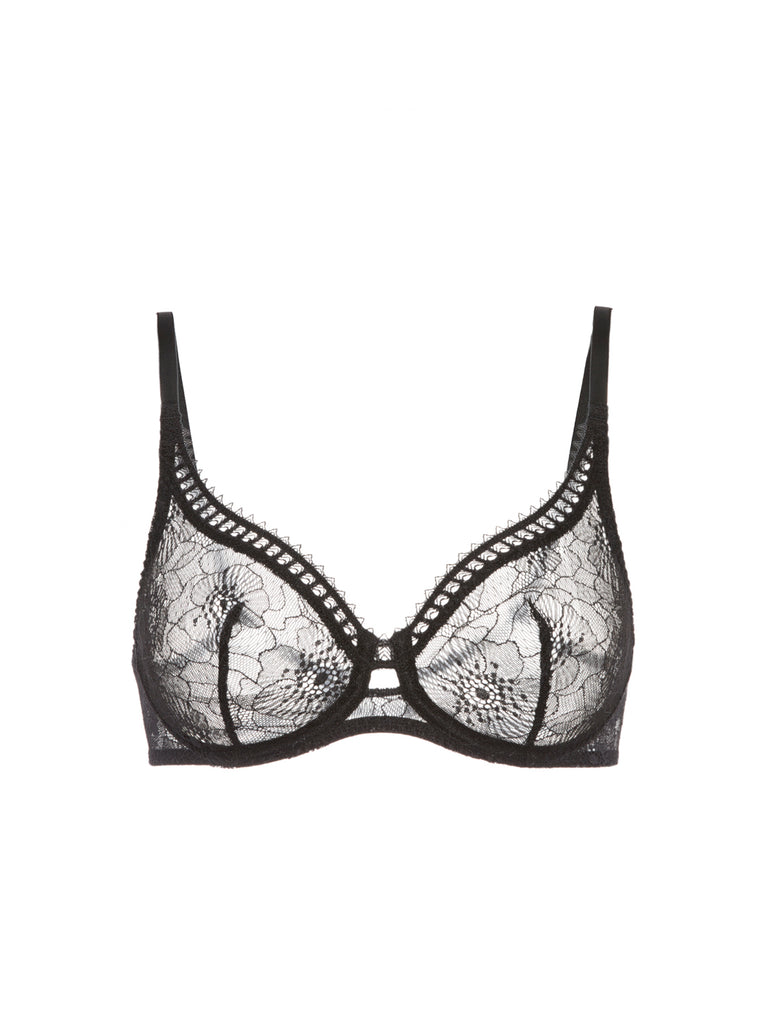 Soutien-gorge triangle emboitant décolleté plongeant - Noir