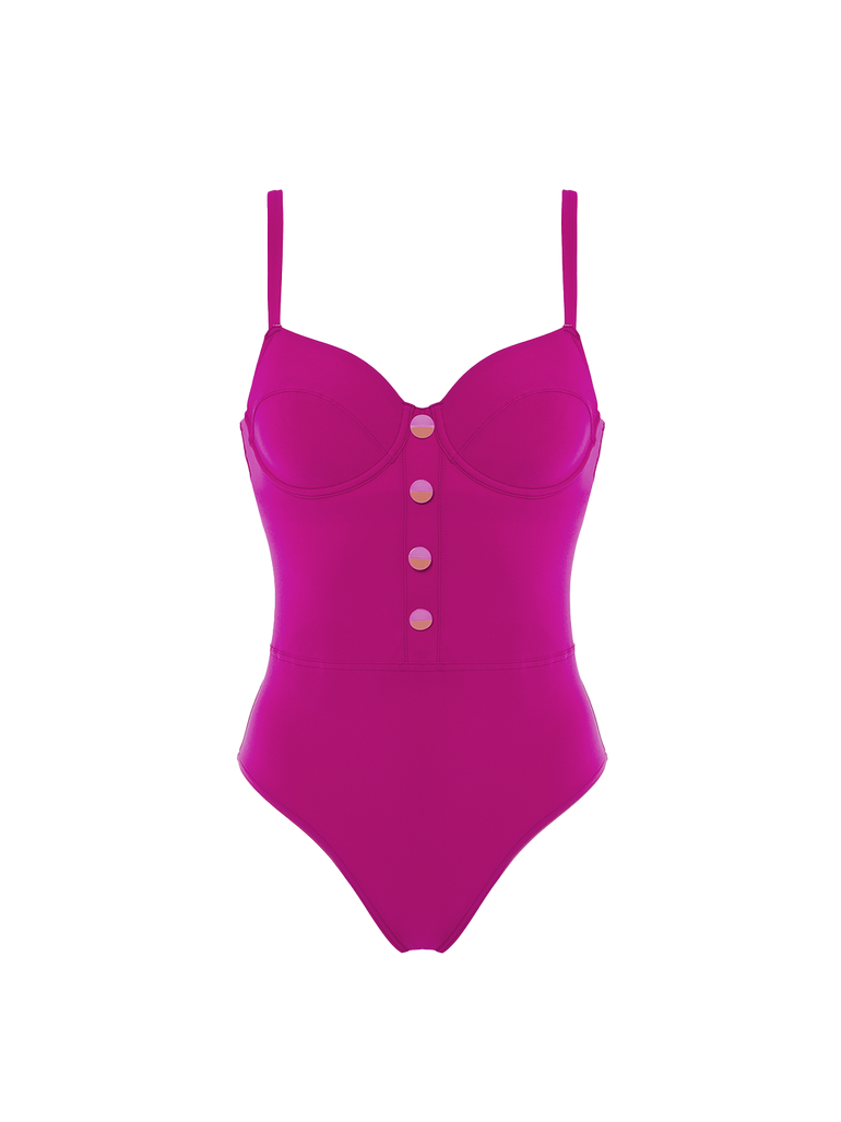 Maillot de bain 1 pièce de bain avec armatures - Rose Hibiscus