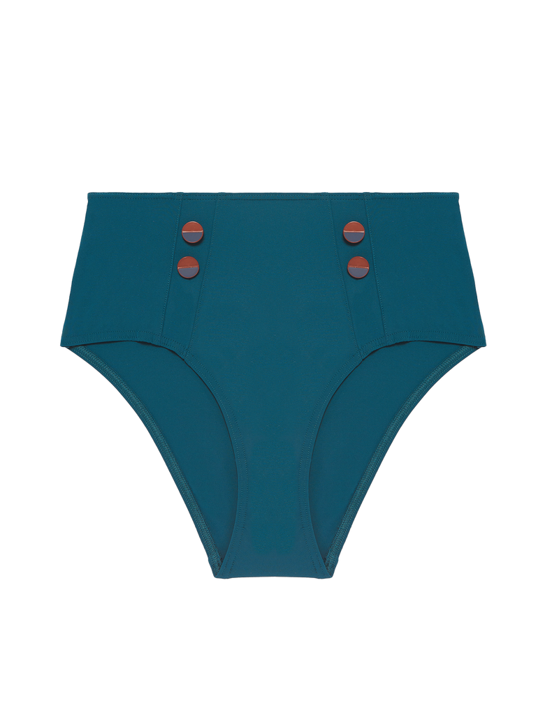 Culotte de bain taille haute - Bleu mystère