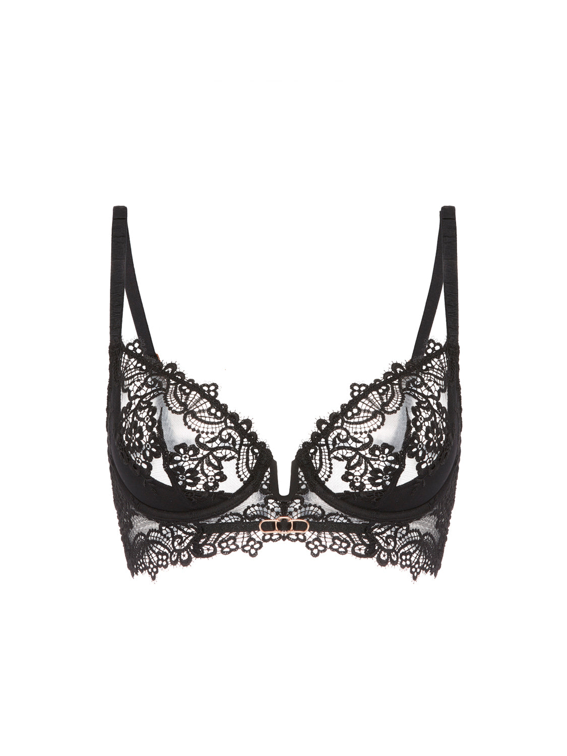 Soutien-gorge plongeant demi-mousse - Noir