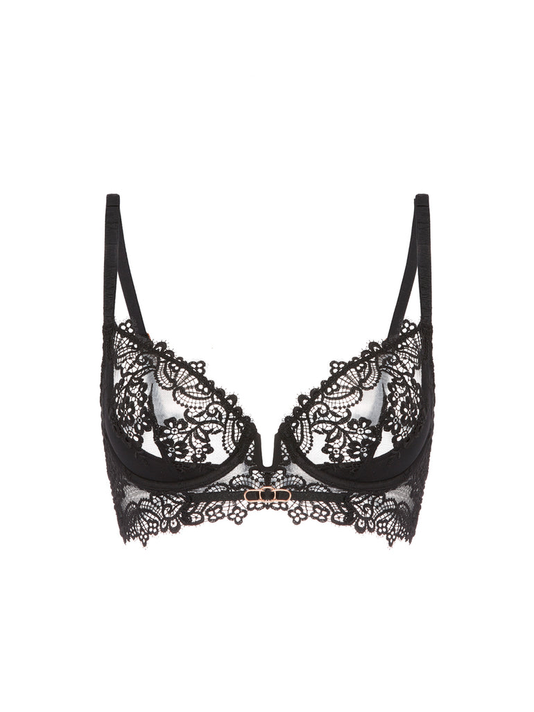 Soutien-gorge plongeant demi-mousse - Noir