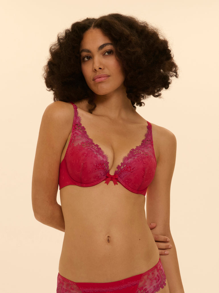 Soutien-gorge push-up décolleté plongeant - Rouge Rainbow