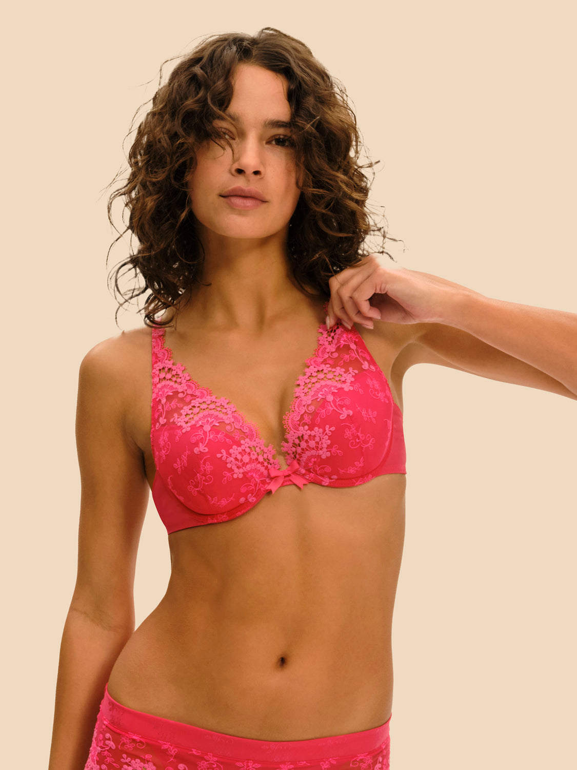 Soutien-gorge push-up décolleté plongeant - Rose Fabuleux