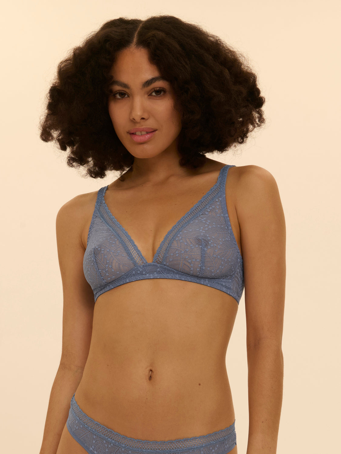 Soutien-gorge sans-armatures structuré - Bleu Chambray
