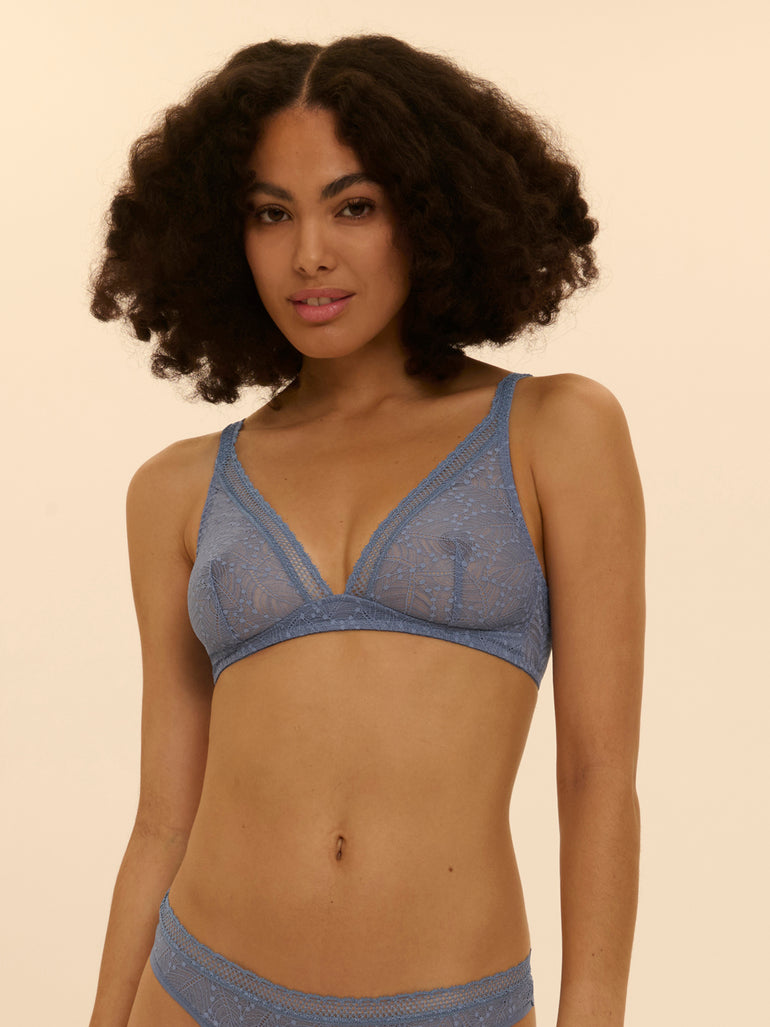 Soutien-gorge sans-armatures structuré - Bleu Chambray