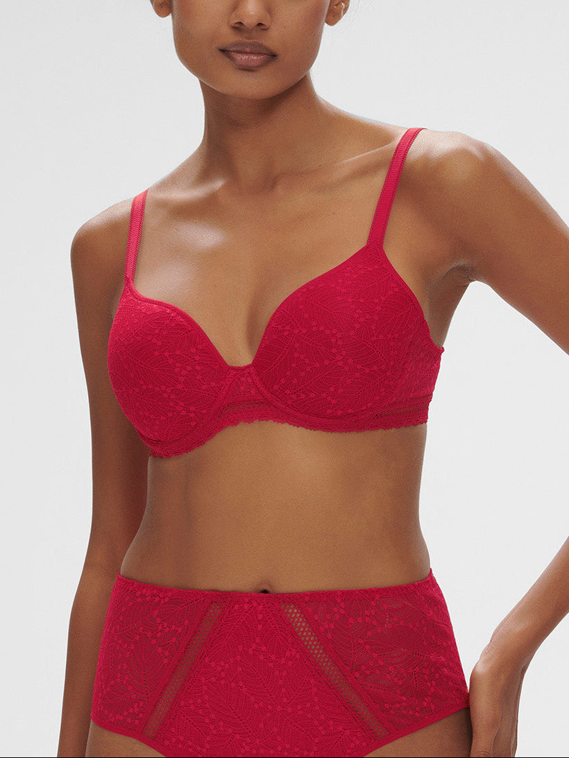 Soutien-gorge spacer décolleté plongeant - Rubis/rose