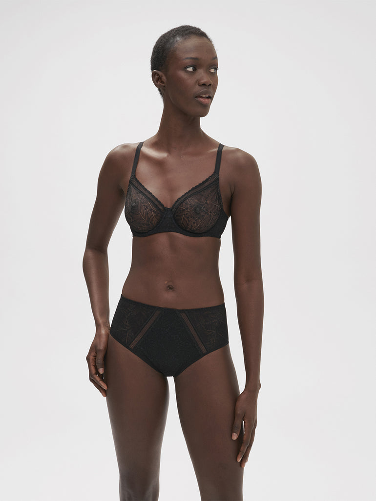 Soutien-gorge avec armatures moulé décolleté plongeant - Noir