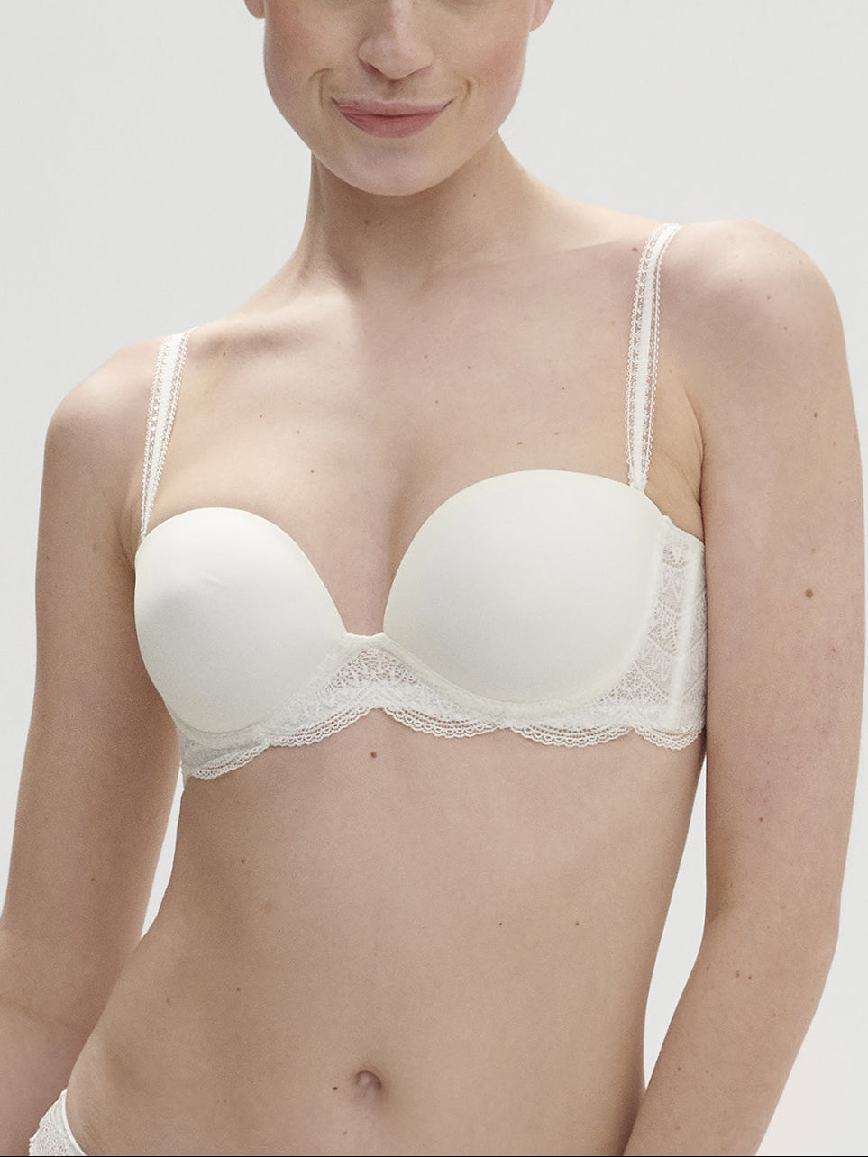 Soutien-gorge sans-bretelles décolleté plongeant - Naturel