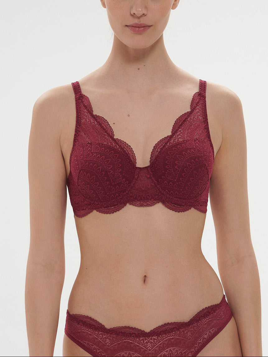 Soutien-gorge décolleté carré en spacer 3D - Rouge Spinelle
