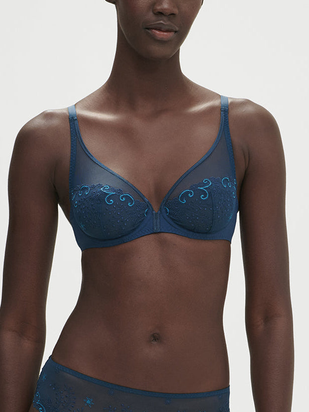 Soutien-gorge avec armatures décolleté plongeant - Bleu Prestige