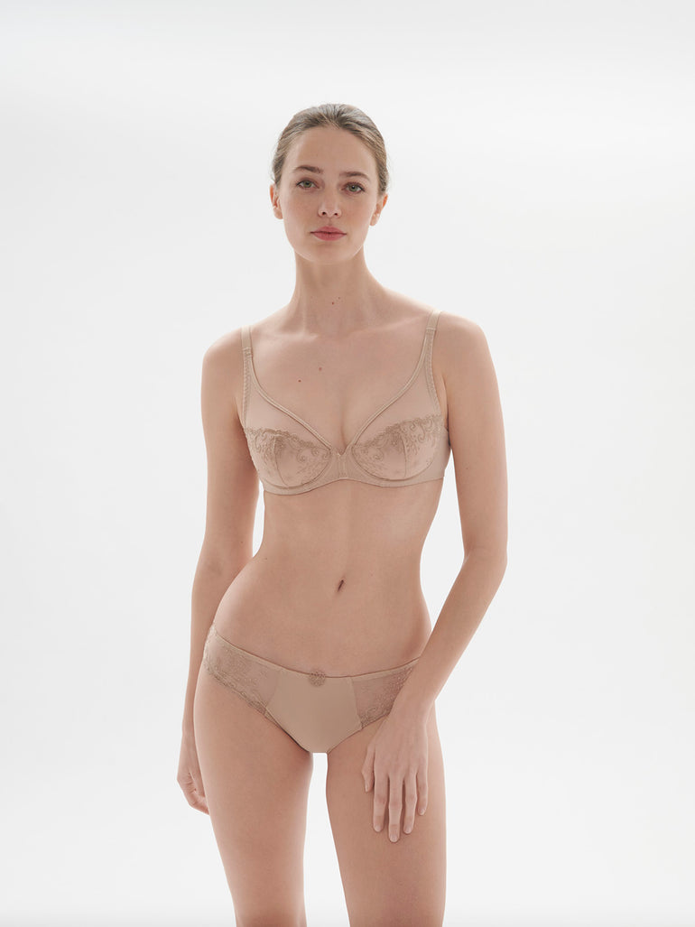 Soutien-gorge avec armatures décolleté plongeant - Peau