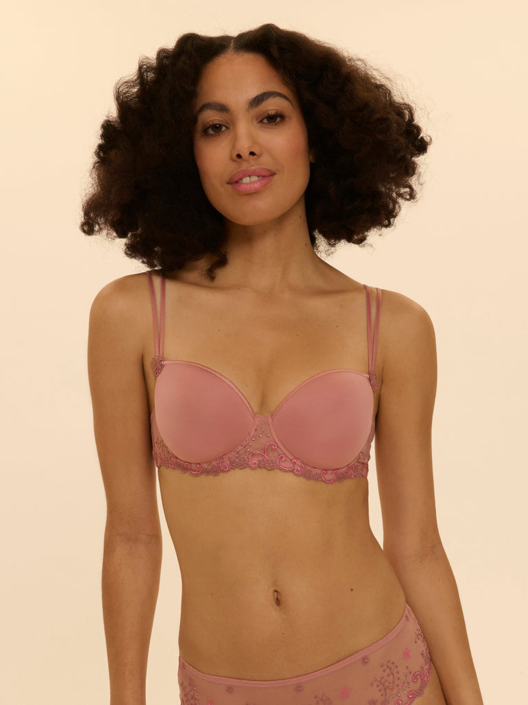 Soutien-gorge décolleté carré en spacer 3D - Rose Fumé