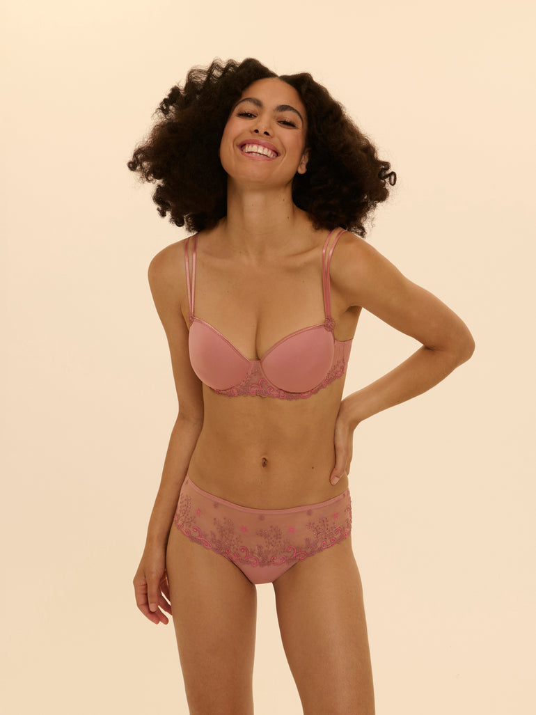 Soutien-gorge décolleté carré en spacer 3D - Rose Fumé