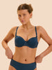 Soutien-gorge décolleté carré en spacer 3D - Bleu pétrole