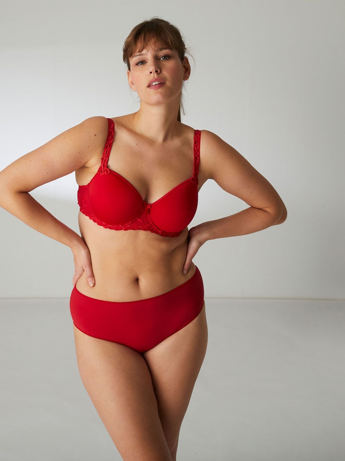 Culotte taille haute en coton - Rubis/rose