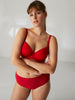 Culotte taille haute en coton - Rubis/rose