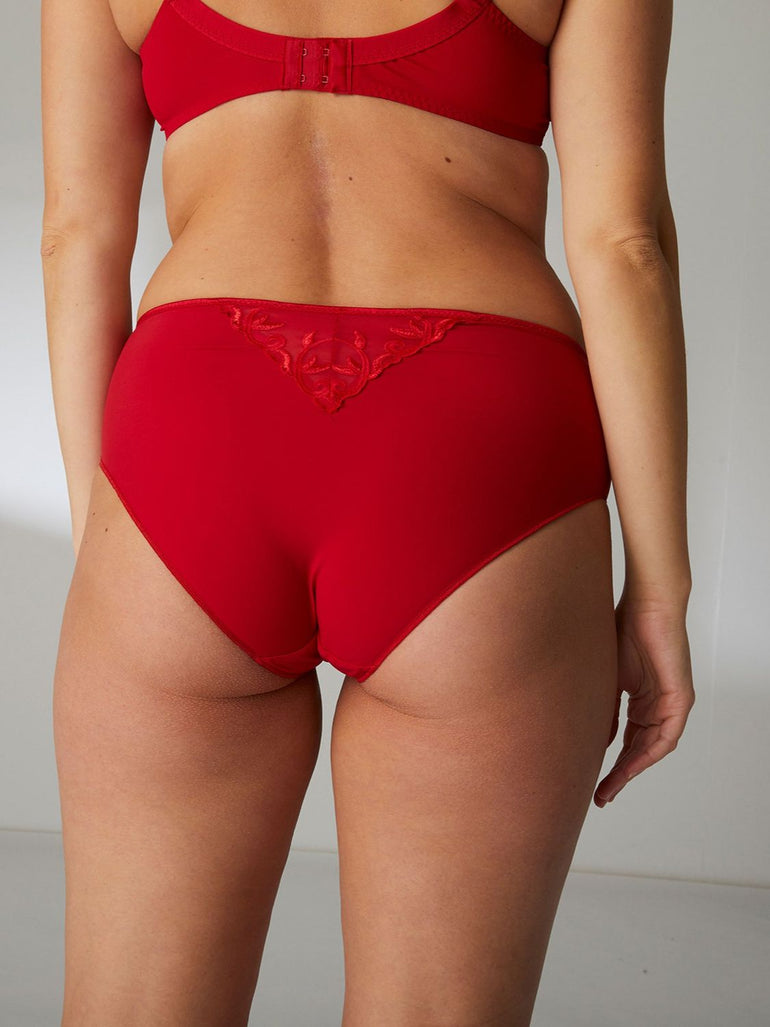 Culotte taille haute en coton - Rubis/rose