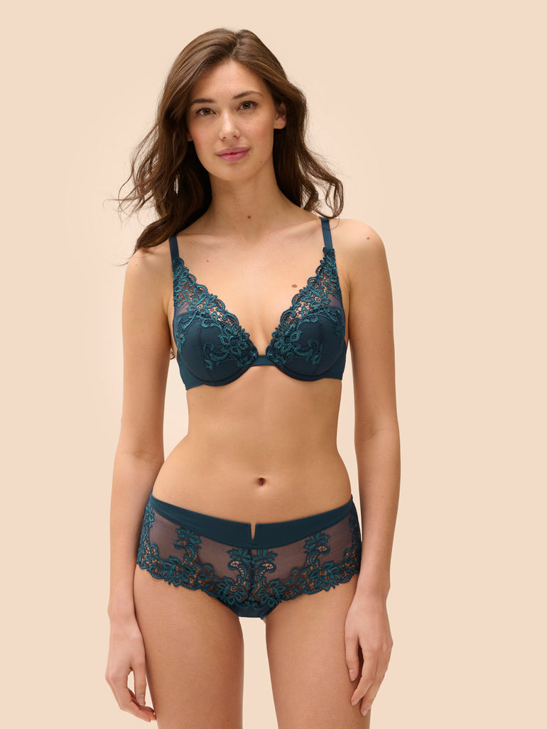 Soutien-gorge push-up décolleté plongeant - Bleu Prestige