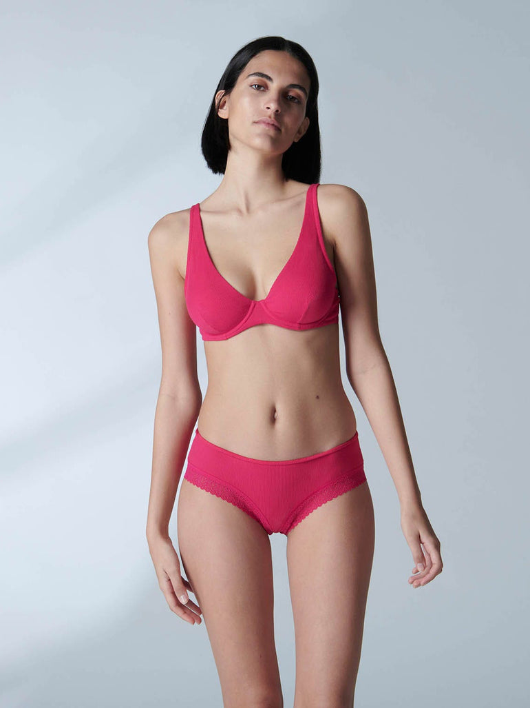 Soutien-gorge triangle emboitant décolleté plongeant - Fuschia