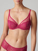 Soutien-gorge triangle emboitant décolleté plongeant - Framboise
