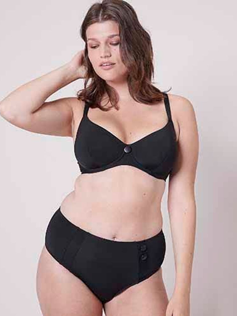 Culotte de bain taille haute - Noir