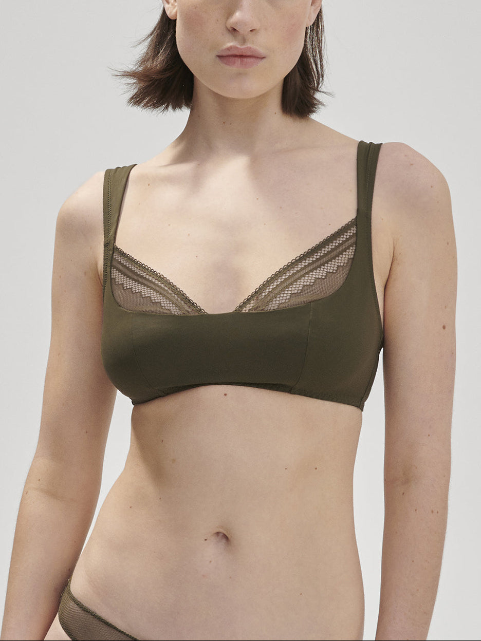 Soutien-gorge sans-armatures structuré - Vert Aventure