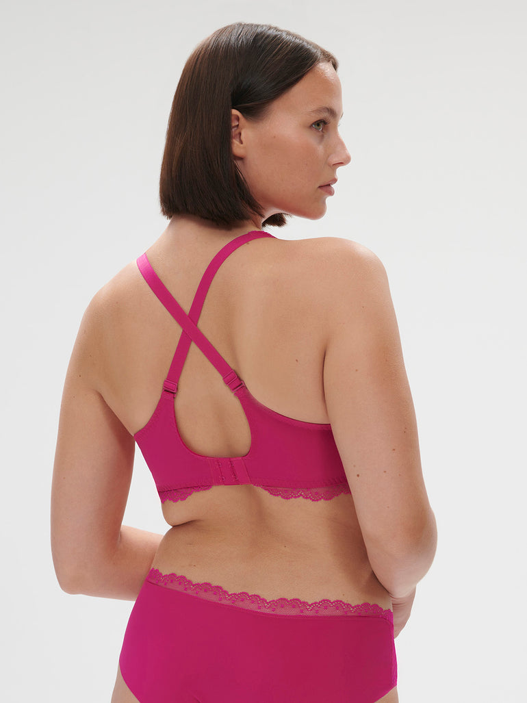 Soutien-gorge avec armature décolleté carré - Rose Hibiscus