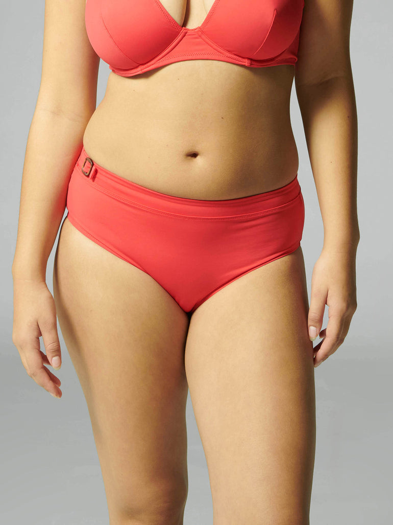 Culotte de bain taille haute - Cerise