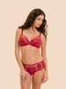 Soutien-gorge avec armature décolleté plongeant - Rouge Opéra