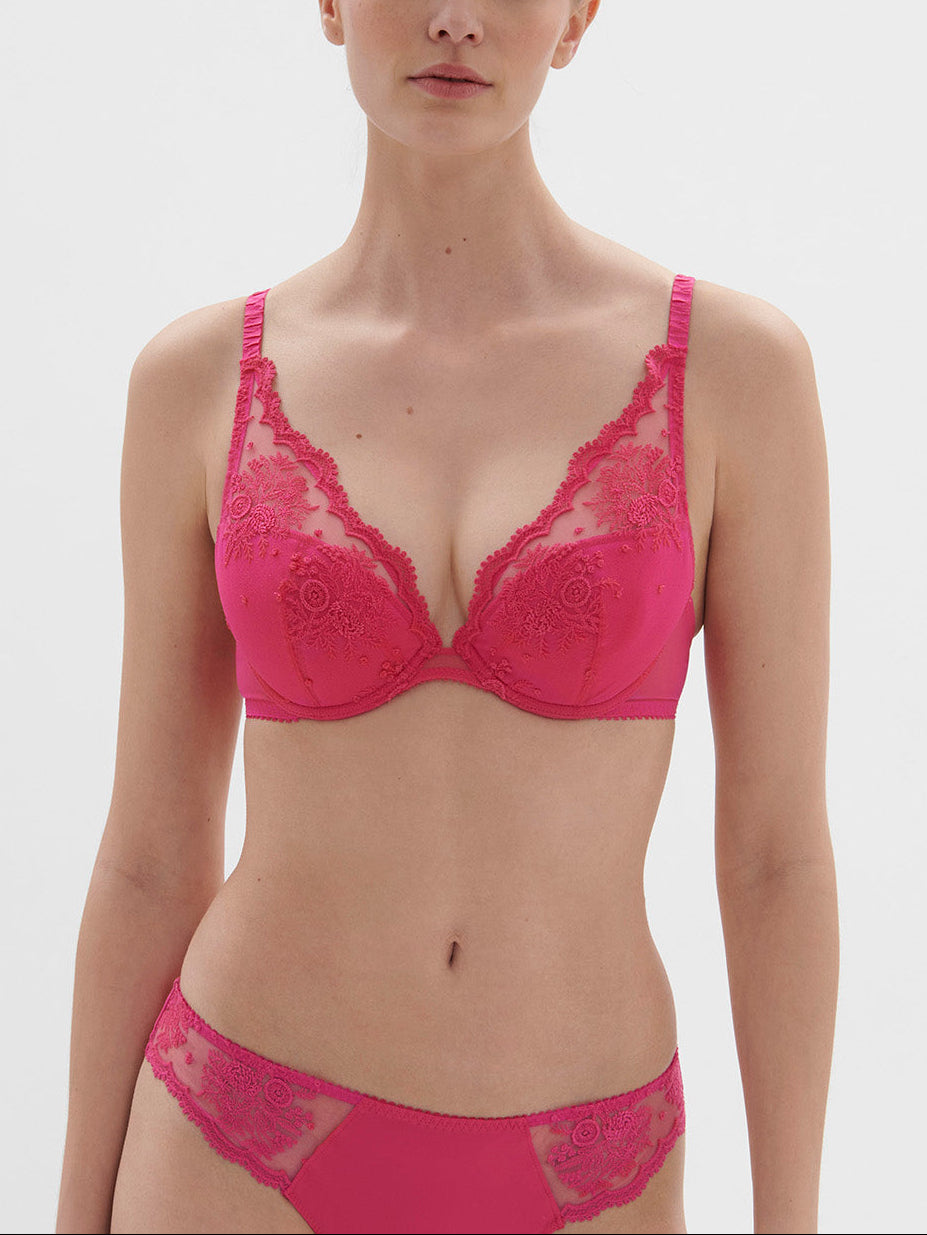 Soutien-gorge push-up décolleté plongeant - Rose disco