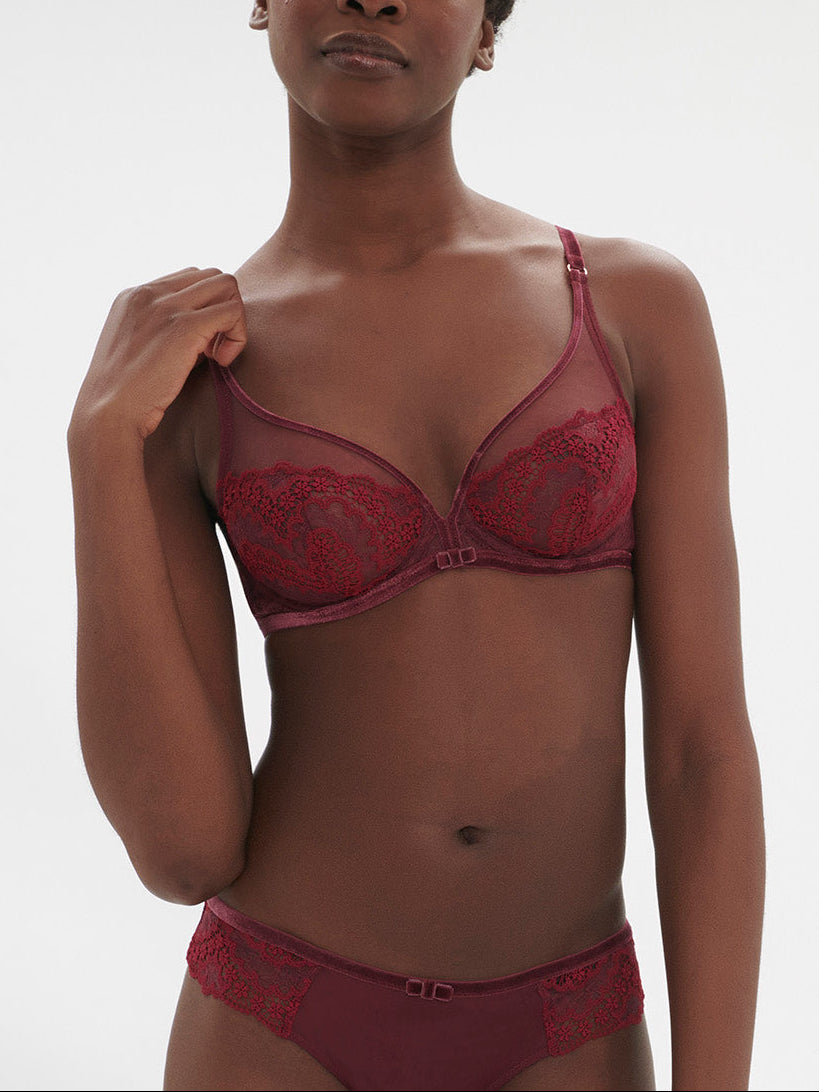 Soutien-gorge avec armature décolleté plongeant - Rouge Spinelle