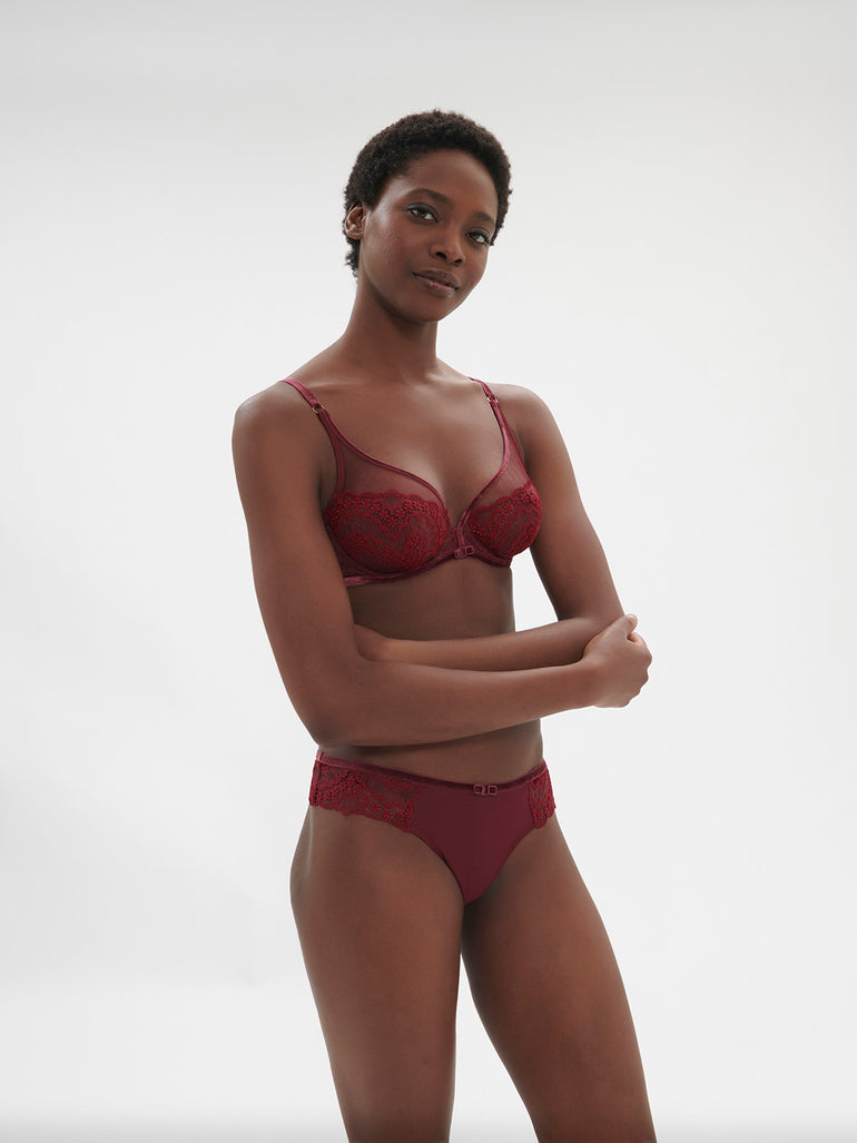 Soutien-gorge avec armature décolleté plongeant - Rouge Spinelle