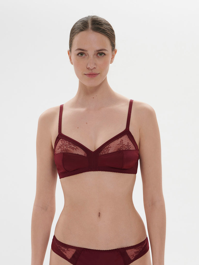 Soutien-gorge triangle sans-armatures - Rouge Obscur