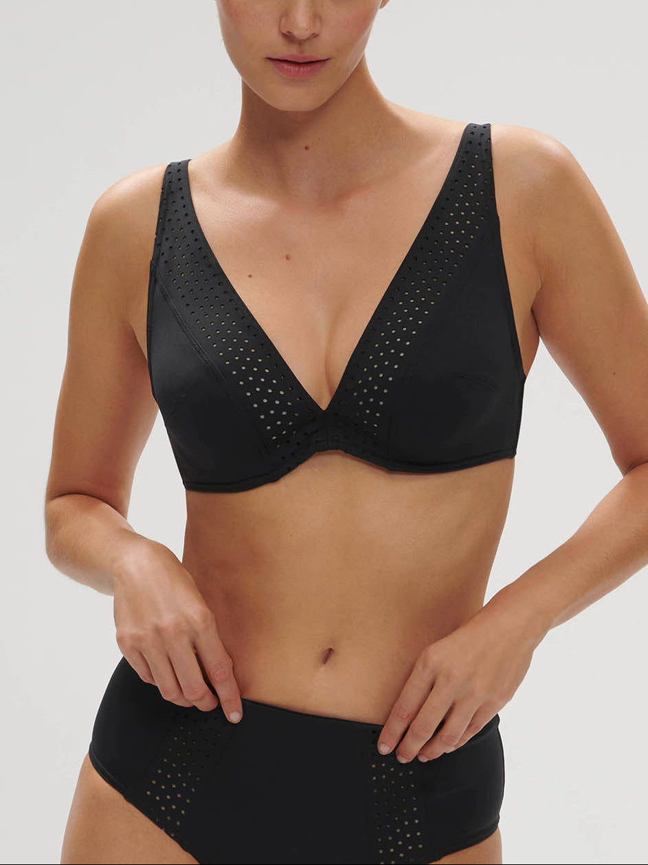 Haut de maillot de bain triangle avec armatures - Noir