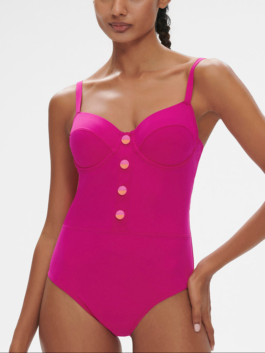 Maillot de bain 1 pièce de bain avec armatures - Rose Hibiscus