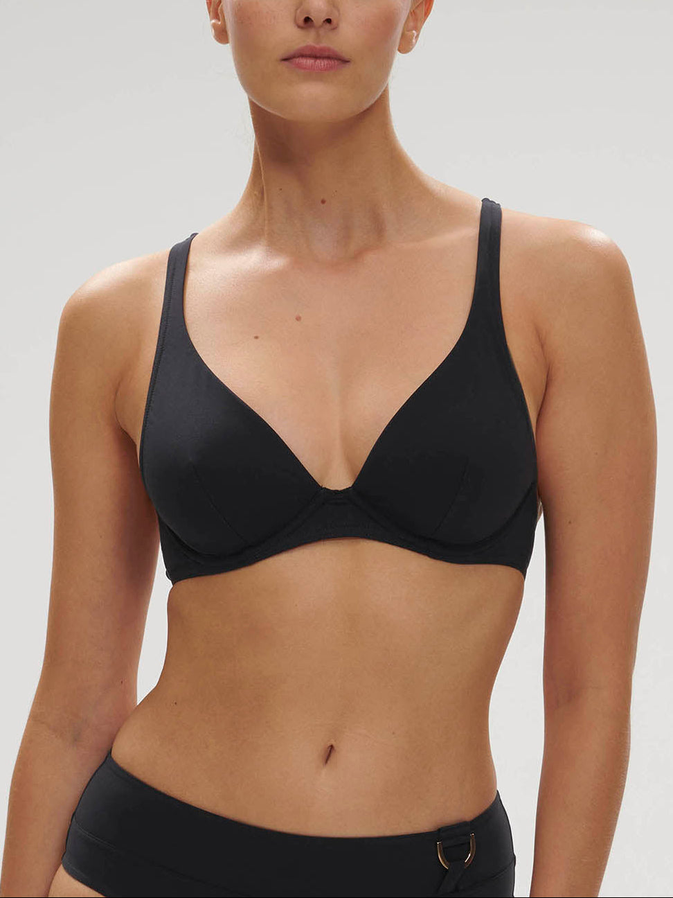 Haut de maillot de bain triangle avec armatures - Noir