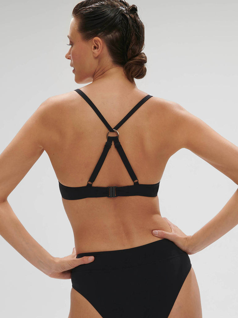 Haut de maillot de bain triangle avec armatures - Noir